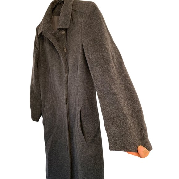 Vintage Italy Long Gray Coat Wool Womens Size 4 8935 - Picture 9 of 12